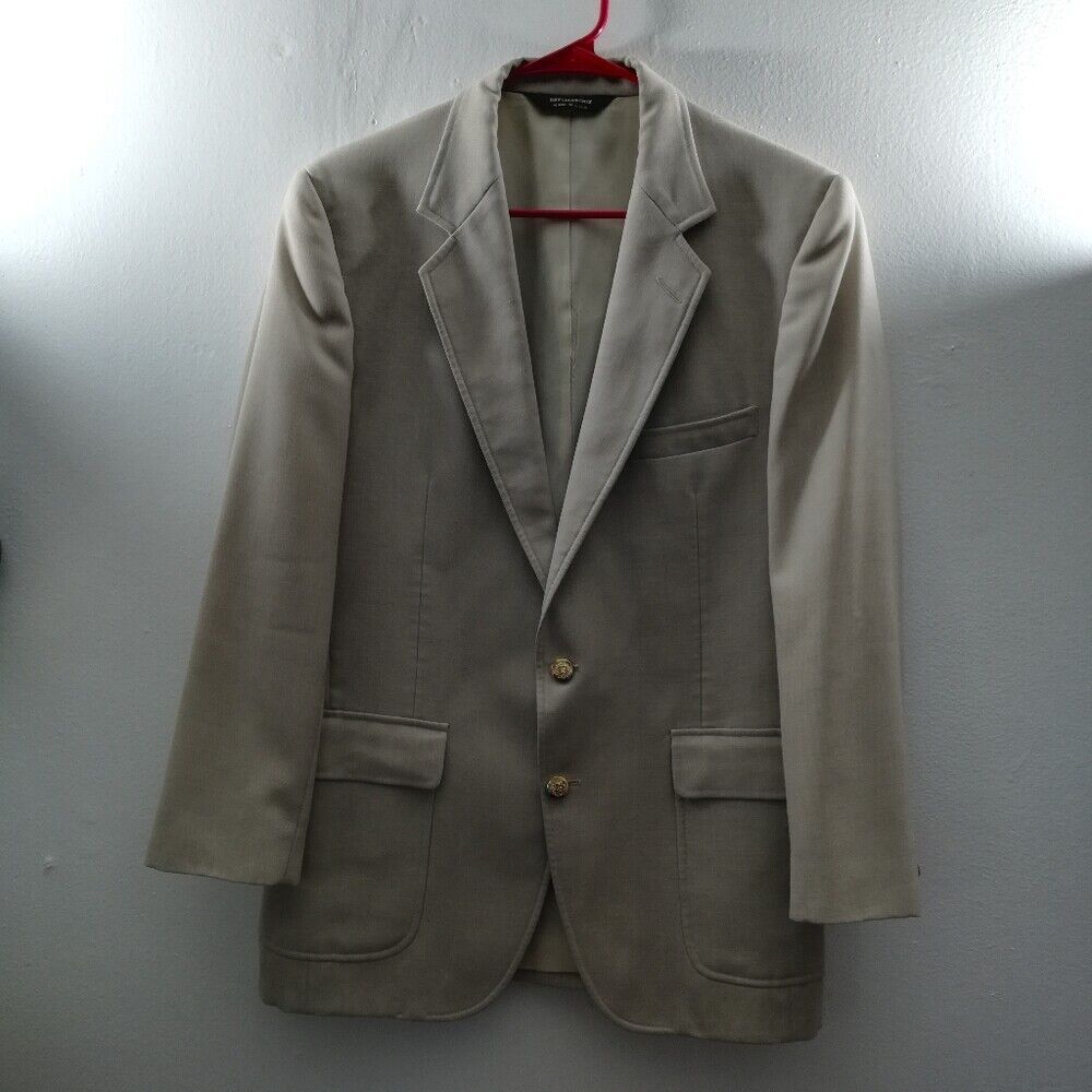 John Alexander Beige Convertible Collar 5 pocket 2-Button Suit Jacket - Picture 1 of 12